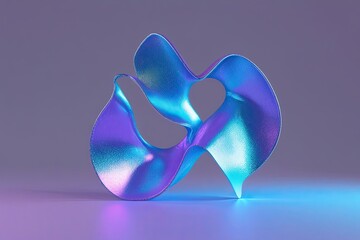 Fototapeta premium Iridescent Cyan and Lavender Shimmering 3D Abstract Silhouette Artwork