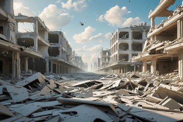 Surreal Decaying Urban Landscape After Global War