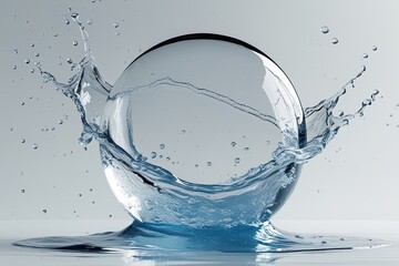 Exquisite Water Sphere Creating Ripples on Pure White Background
