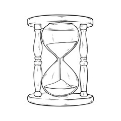 old hourglass vector line art drawing illustration