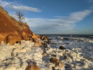 rocky beach at sunset