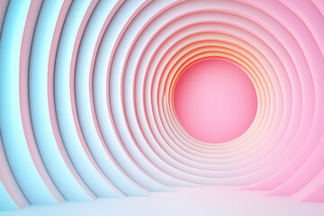 Obraz premium pastel colored spiral structure with soft curves creates serene atmosphere. gradient hues of pink and blue enhance calming effect