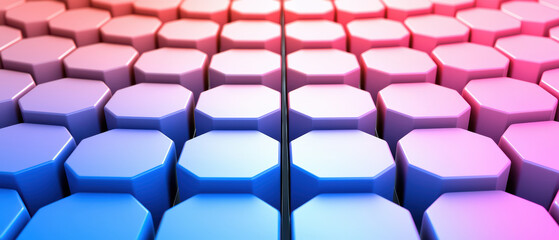 Obraz premium vibrant close up of pastel hexagonal shapes arranged in pattern, creating visually striking 3D effect