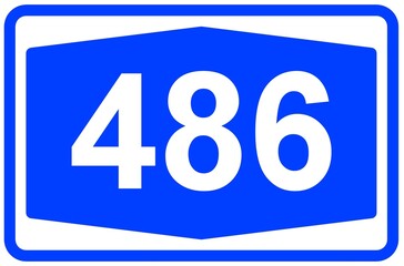 Illustration eines Autobahnschildes der Autobahn 486 in Deutschland	