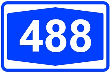 Illustration eines Autobahnschildes der Autobahn 488 in Deutschland	