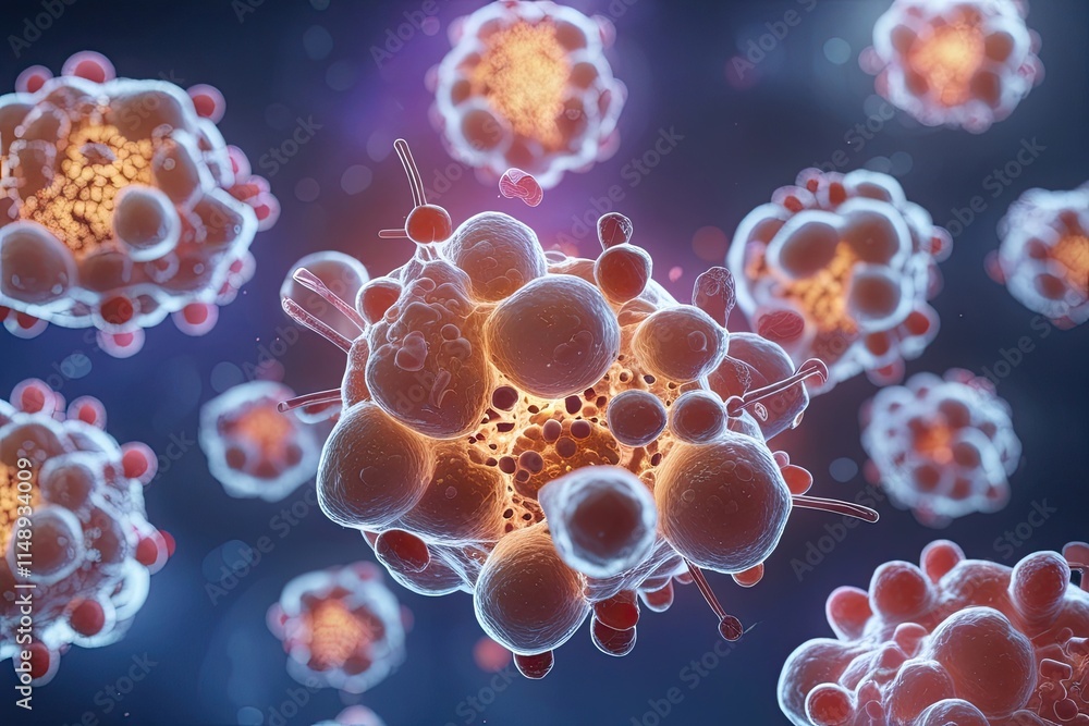 Poster 3d visualization of stem cells and cellular clusters in microscopic biological studies