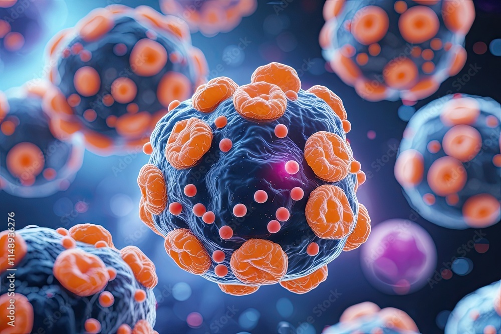 Poster 3d visualization of stem cells and cellular clusters in microscopic biological research