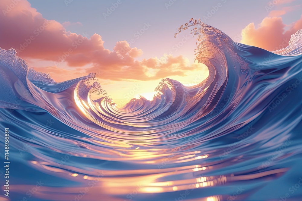 Poster ethereal 3d wave projection techniques for dynamic digital art creation