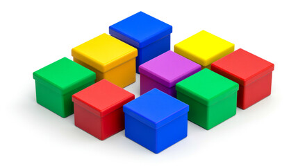 Obraz premium Colorful arrangement of square gift boxes in vibrant shades