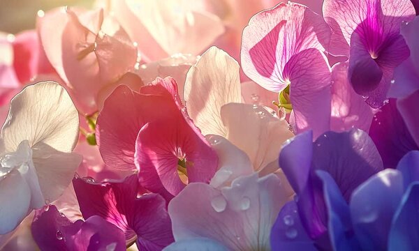 Sweet Pea Blossom Closeup: A Vibrant Symphony of Pastel Colors