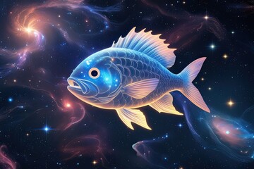 Glowing Pisces in Infinite Space and Imagination of the Celestial Realm