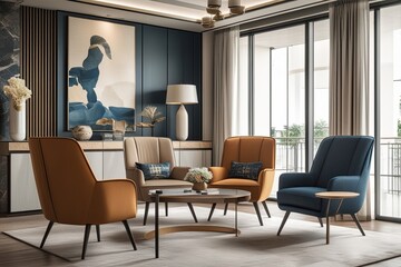 Modern Interior Furniture Featuring Stylish Chairs and Tables