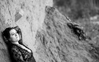 Wet Curls and the Elegance of Black Lace: A Portrait of a Woman's Gaze and Character