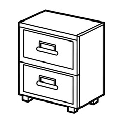 Editable File Cabinet Outline Vector Graphic