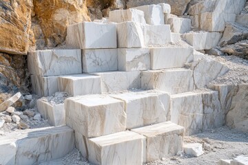 Quarry s white marble stones