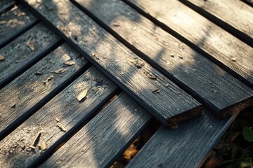 Fototapeta premium Renovate an old wooden deck or patio with new composite materials