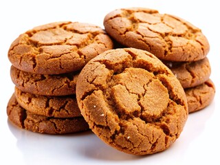 Delicious Homemade Molasses Cookies, Isolated on White Background, High-Resolution Stock Photo