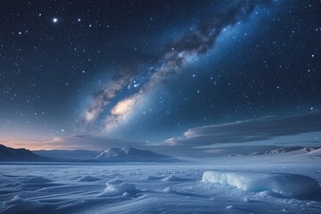 Fototapeta premium Stunning Alien Galaxy Frozen Expanse in a Majestic Starry Wilderness