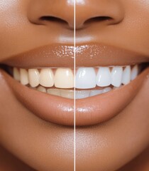 Before and after results of a teeth whitening treatment highlight the improvement in dental aesthetics and oral health
