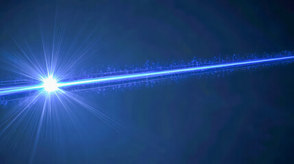 Abstract blue laser beam with bright starburst effect