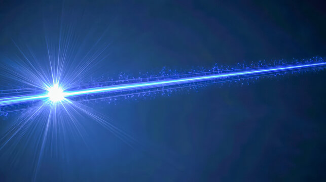 Abstract blue laser beam with bright starburst effect