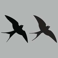 swallow bird silhouette vector design art and illustration