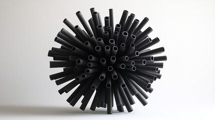 Obraz premium A minimalist geometric arrangement of hollow tubes forming a spherical cluster