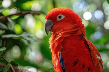 Obraz premium Majestic Red Parrot in KL Bird Park Exotic Beauty