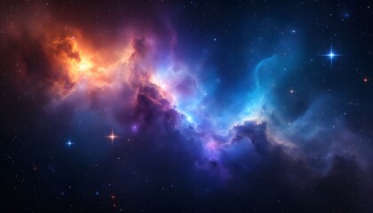 Fototapeta premium Cosmic Nebula with Shimmering Stars