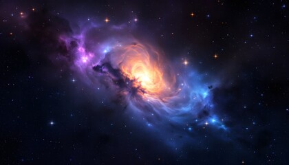 Obraz premium Cosmic Nebula with Shimmering Stars