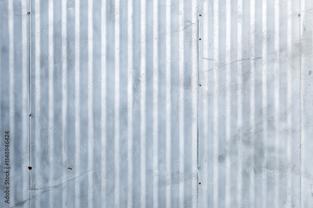 Poster grey corrugated metal sheet with scratches. light, shadow create vertical stripes. wall material tex