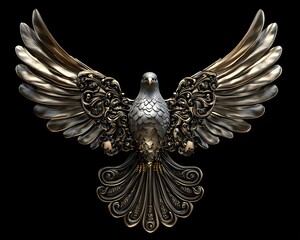 Obraz premium A stunning artistic representation of a bird with intricate details and elegant wings, symbolizing freedom and beauty