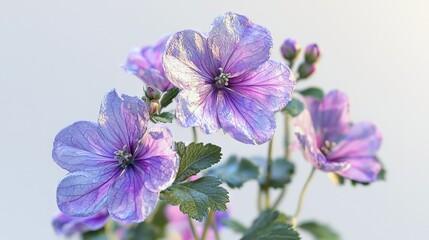   Close-up photo of vibrant flower bouquet with droplets on petals against lush green foliage background
