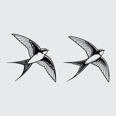 Flying bird image silhouette vector art and illustration