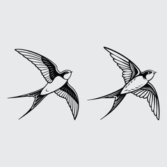 Flying bird image silhouette vector art and illustration