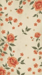 Faded floral pattern on distressed grunge texture, aged,overlay