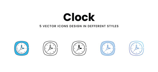 Clock icons in different style vector stock illustration