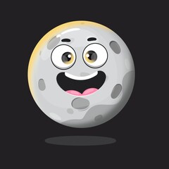 Cute moon emoji , happy moon vactor image, moon vactor illustration.