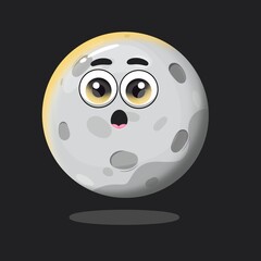 Cute moon emoji , happy moon vactor image, moon vactor illustration.