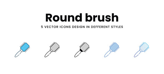 Round brush icons in different style vector stock illustration