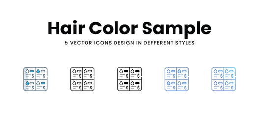Hair Color Sample icons in different style vector stock illustration