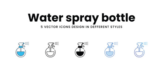 Water spray bottle icons in different style vector stock illustration