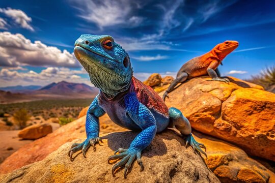 Desert Reptiles: Common Chuckwalla & Baja Blue Rock Lizard Aerial View