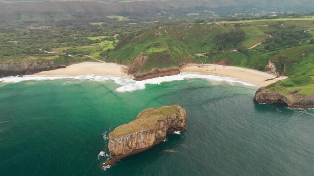 Beautiful Playa de Andrin and Playa de Balota beaches in Asturias, Spain