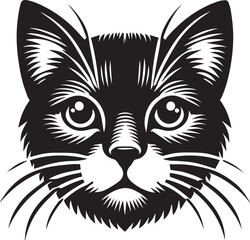 Cat head silhouette icon vector art illustration