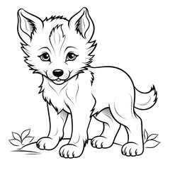 Fototapeta premium fox cartoon isolated on white,coloring page