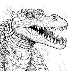 crocodile in the water coloring page
