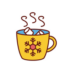 Hot cocoa mug vector icon