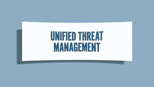 Unified Threat Management. A card isolated on blue background.