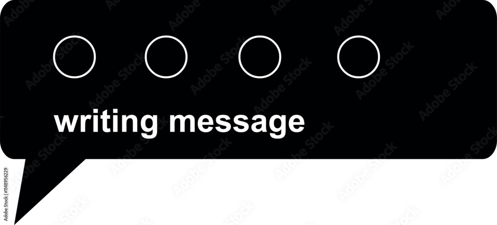 Poster vector illustration black and white icon chat speech bubble loading and writing message text